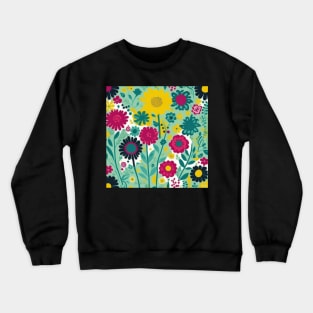 A Playful Bouquet of Vibrant Flowers Pattern Crewneck Sweatshirt